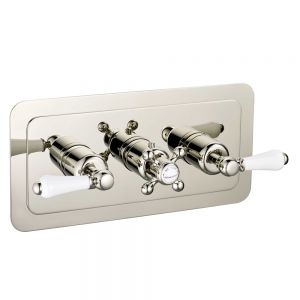 JTP Grosvenor Lever Nickel Horizontal Two Outlet Thermostatic Shower Valve