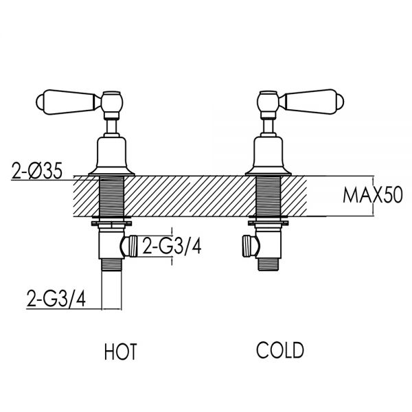 JTP Grosvenor Lever Chrome Deck Mounted Panel Valves #2