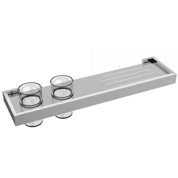 JTP Athena Chrome Wall Mounted Double Tumbler Holder with Shelf