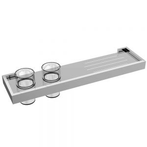 JTP Athena Chrome Wall Mounted Double Tumbler Holder with Shelf