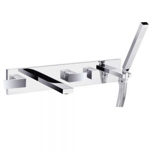 JTP Athena Chrome 5 Hole Wall Mounted Bath Shower Mixer Tap