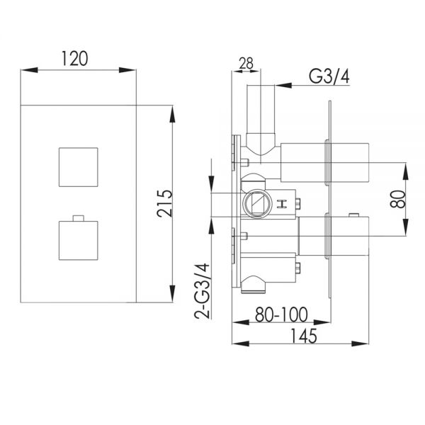 JTP Athena Chrome Single Outlet Thermostatic Shower Valve #2