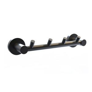 Miller Bond 4 Hook Towel Rail 240mm Black 8708B