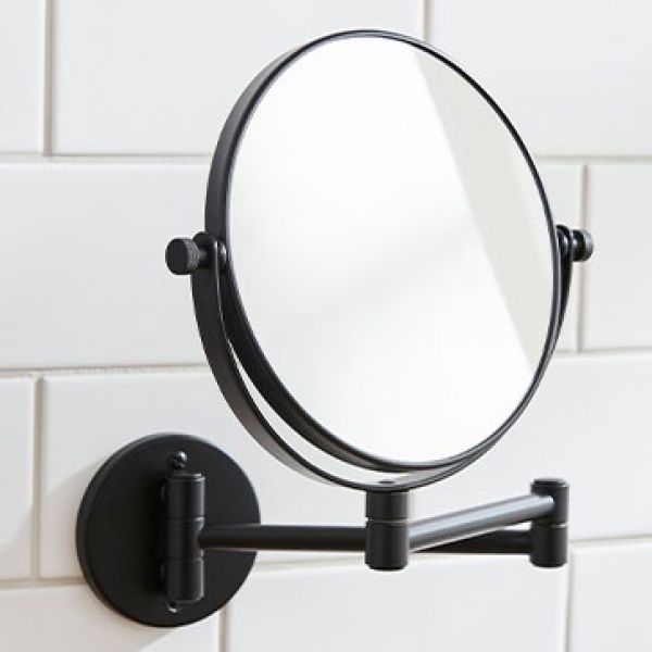 Miller Classic Black Round Wall Mounted Extendable Cosmetic Mirror 8781B