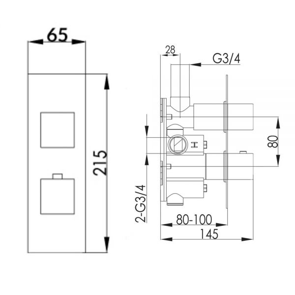 JTP Athena Chrome Slimline Single Outlet Thermostatic Shower Valve #2