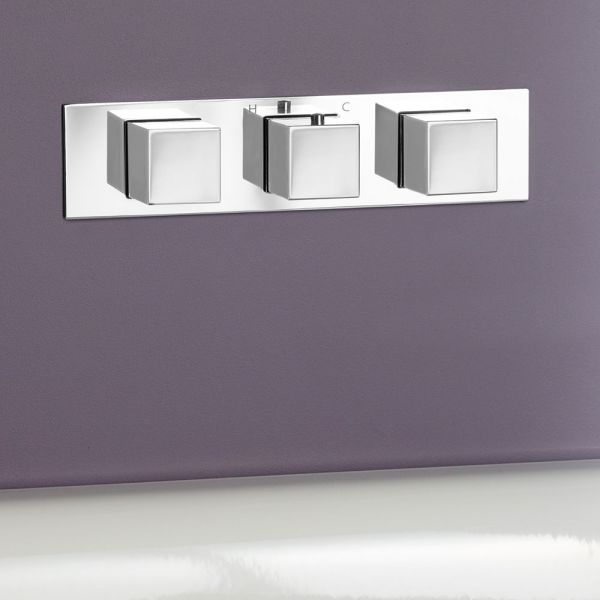 JTP Athena Chrome Slimline Horizontal Three Outlet Thermostatic Shower Valve #4