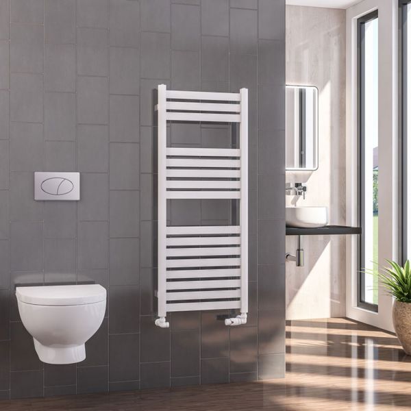 Eastbrook Defford 1200 x 500 Gloss White Designer Towel Rail #2