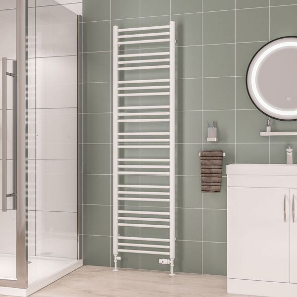 Eastbrook Corinium Round 1800 x 500 Gloss White Towel Rail #2