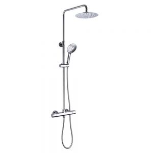 JTP Chrome Thermostatic Cool Touch Exposed Bar Shower Valve Kit with Adjustable Riser