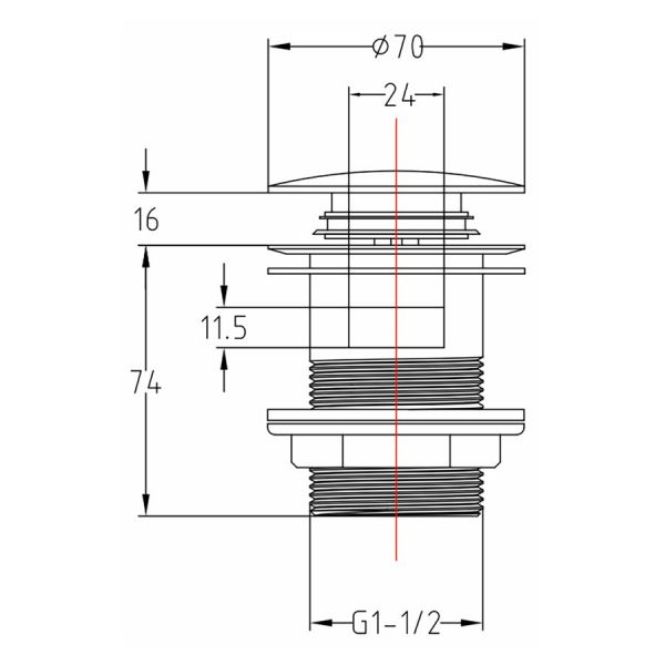 JTP Chrome Slotted Click Clack Bath Waste #2