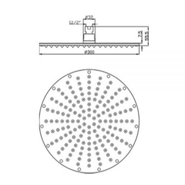 JTP Chrome 300mm Round Shower Head #2