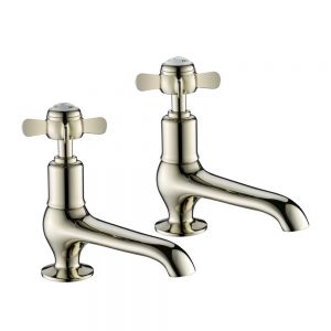 JTP Grosvenor Pinch Nickel Long Nose Basin Pillar Taps