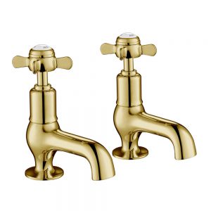 JTP Grosvenor Pinch Antique Brass Basin Pillar Taps