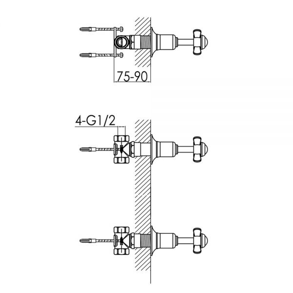 JTP Grosvenor Pinch Chrome Wall Mounted Valves #2
