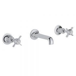 JTP Grosvenor Pinch Chrome 3 Hole Wall Mounted Basin Mixer Tap