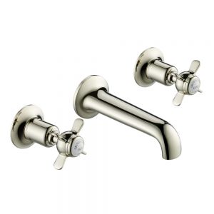 JTP Grosvenor Pinch Nickel 3 Hole Wall Mounted Basin Mixer Tap