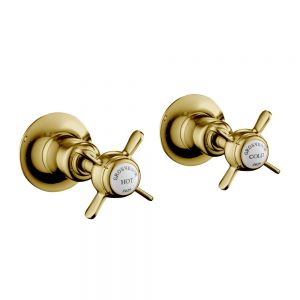 JTP Grosvenor Pinch Antique Brass Wall Mounted Valves