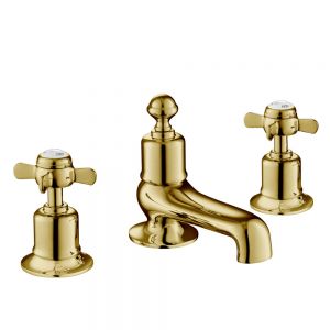 JTP Grosvenor Pinch Antique Brass 3 Hole Bath Filler Tap