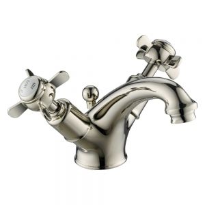 JTP Grosvenor Pinch Nickel Basin Mixer Tap with Pop Up Waste