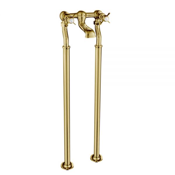 JTP Grosvenor Pinch Antique Brass Floor Standing Bath Filler Tap