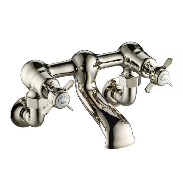 JTP Grosvenor Pinch Nickel Wall Mounted Bath Filler Tap