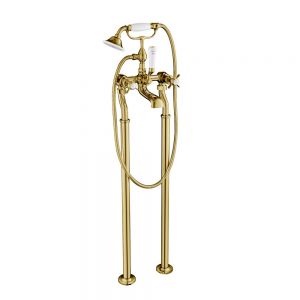 JTP Grosvenor Pinch Antique Brass Floor Standing Bath Shower Mixer Tap