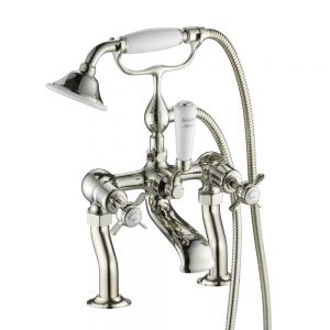 JTP Grosvenor Pinch Nickel Deck Mounted Bath Shower Mixer Tap