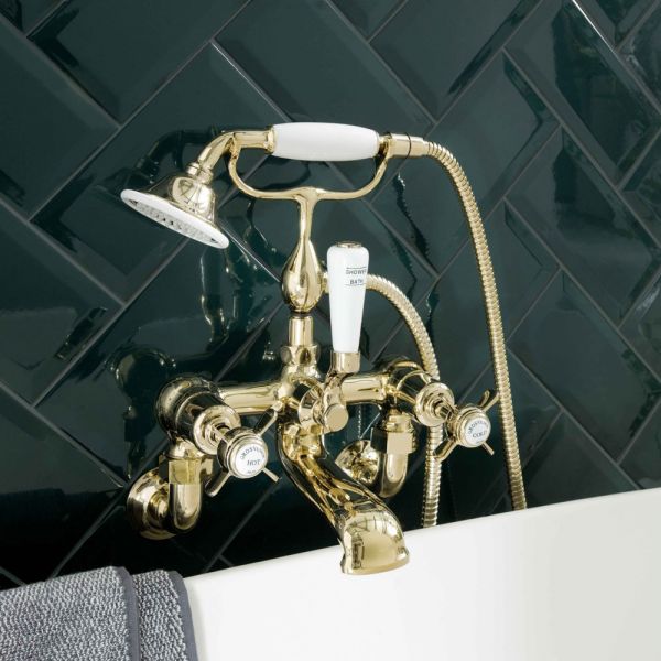 JTP Grosvenor Pinch Nickel Wall Mounted Bath Shower Mixer Tap #3