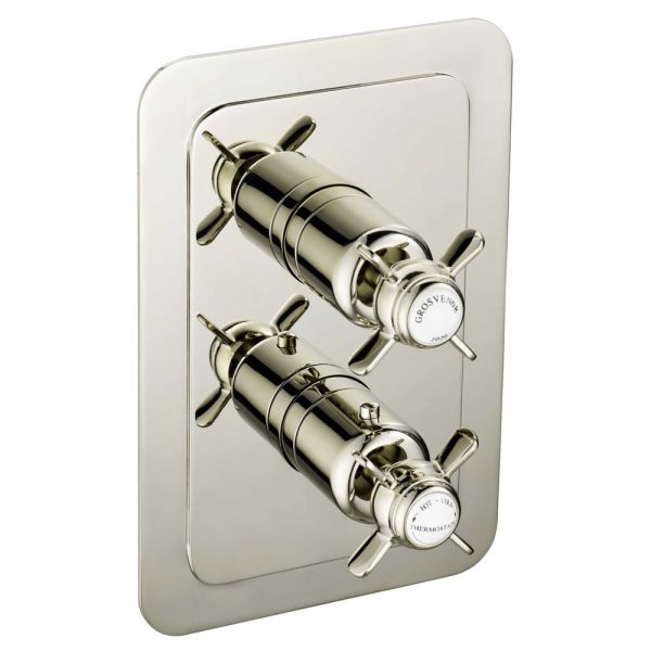JTP Grosvenor Pinch Nickel Two Outlet Thermostatic Shower Valve