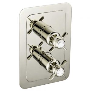JTP Grosvenor Pinch Nickel Two Outlet Thermostatic Shower Valve