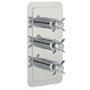 JTP Grosvenor Pinch Chrome Vertical Three Outlet Thermostatic Shower Valve