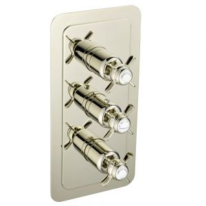 JTP Grosvenor Pinch Nickel Vertical Three Outlet Thermostatic Shower Valve