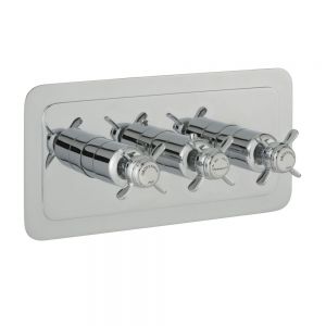 JTP Grosvenor Pinch Chrome Horizontal Two Outlet Thermostatic Shower Valve