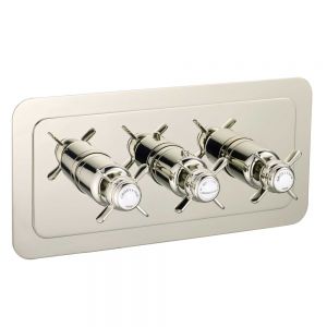 JTP Grosvenor Pinch Nickel Horizontal Two Outlet Thermostatic Shower Valve