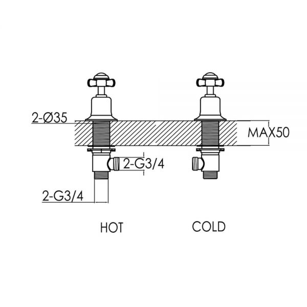 JTP Grosvenor Pinch Chrome Deck Mounted Panel Valves #2