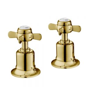 JTP Grosvenor Pinch Antique Brass Deck Mounted Panel Valves