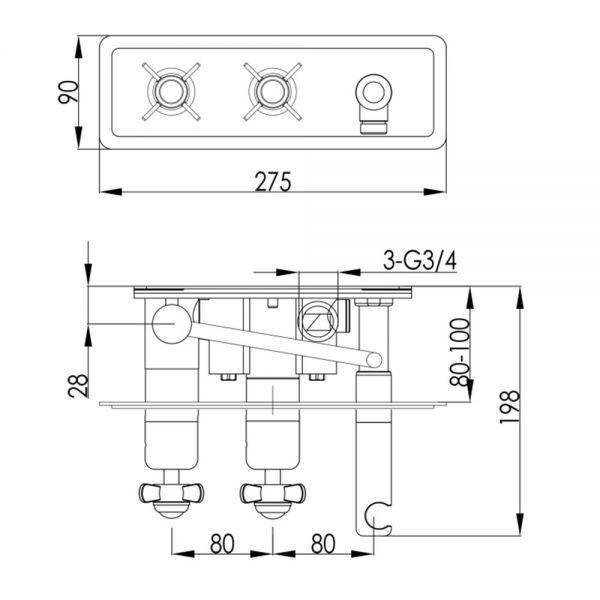 JTP Grosvenor Pinch Chrome Two Outlet Thermostatic Shower Valve with Handset Kit #2