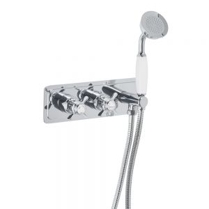 JTP Grosvenor Pinch Chrome Two Outlet Thermostatic Shower Valve with Handset Kit