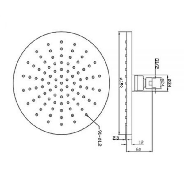 JTP Florence Chrome 200mm Round Shower Head #2