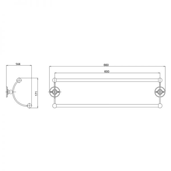 Burlington Chrome Double Towel Rail A17CHR #2