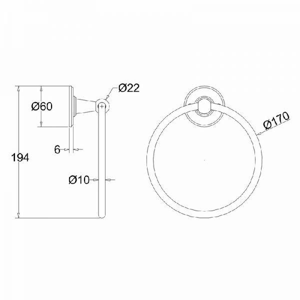 Burlington Chrome Towel Ring A3CHR #2