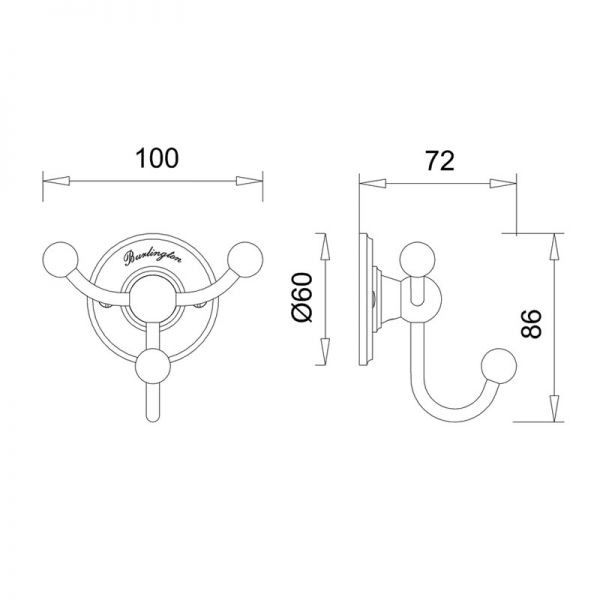 Burlington Chrome Triple Robe Hook A47CHR #2