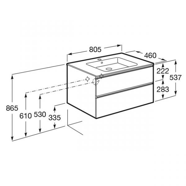 Roca The Gap Unik 800mm Gloss White Wall Hung Vanity Unit and Basin