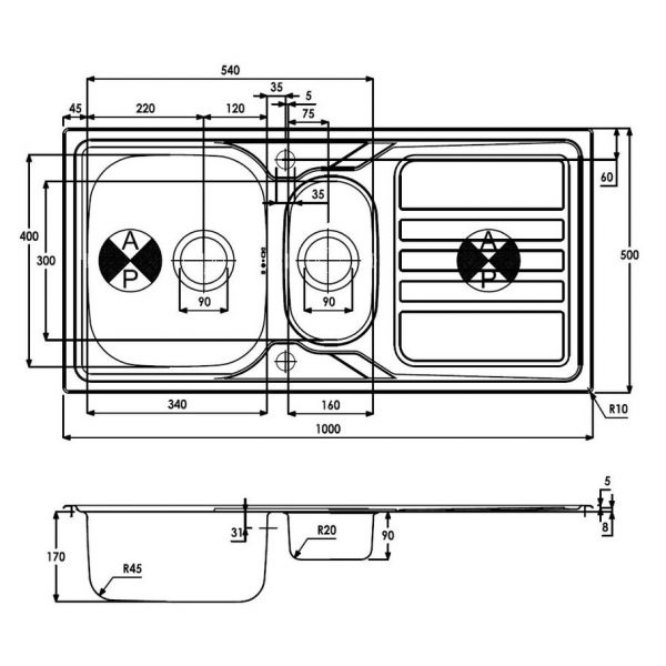 Abode Trydent Stainless Steel 1.5 Inset Kitchen Sink with Astral Mono Mixer Tap #5