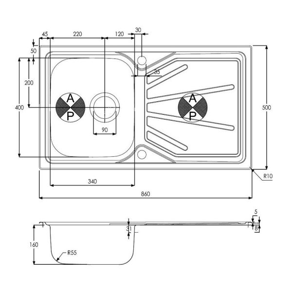 Abode Trydent Stainless Steel Inset Kitchen Sink with Atlas Mono Mixer Tap #5