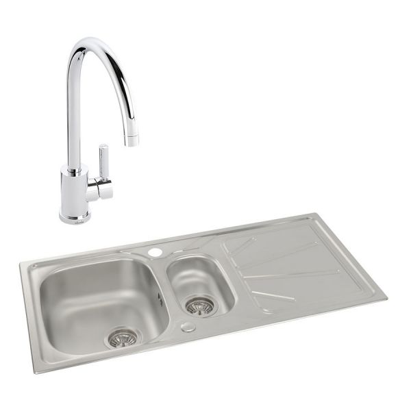 Abode Trydent Stainless Steel 1.5 Inset Kitchen Sink with Atlas Mono Mixer Tap