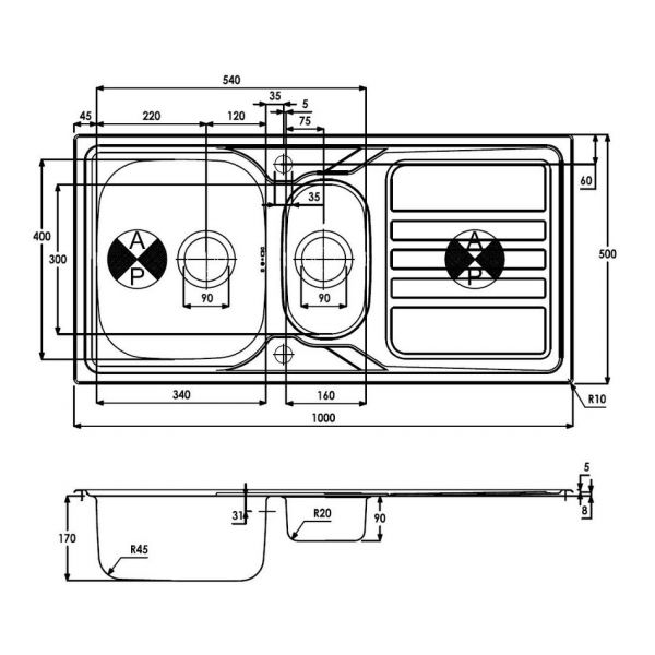 Abode Trydent Stainless Steel 1.5 Inset Kitchen Sink with Atlas Mono Mixer Tap #5