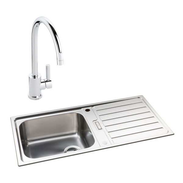 Abode Neron Stainless Steel Inset Kitchen Sink with Atlas Mono Mixer Tap