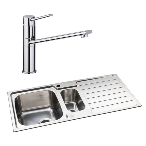 Abode Neron Stainless Steel 1.5 Inset Kitchen Sink with Specto Mono Mixer Tap