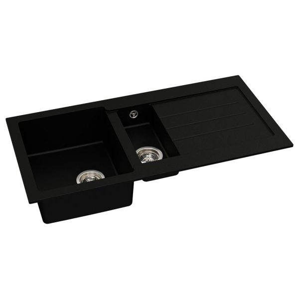 Abode Xcite Black Metallic Granite 1.5 Inset Kitchen Sink with Nexa Mono Mixer Tap #2